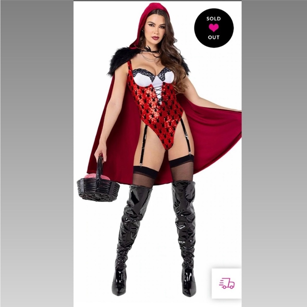 Fashion Nova Red and Black Hooded Cape Costume